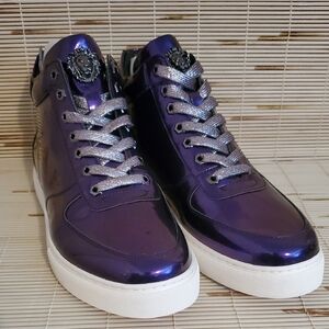 Encore Mens 12 Purple High-Top Sneakers with Silver Accents